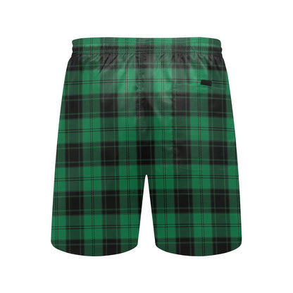 Tartan Green Print Design LKS302 Men's Swim Trunks Beach Shorts