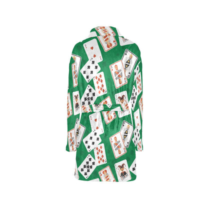Poker Cards Pattern Print Design A03 Women's Fleece Robe