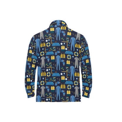 Scuba Equipment Print Design LKS305 Long Sleeve Polo Shirt For Men's