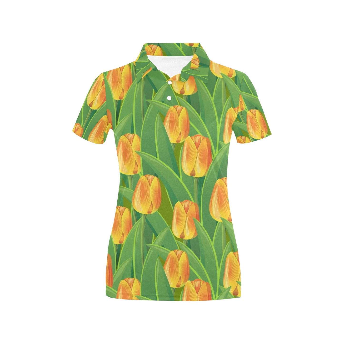 Tulip Orange Pattern Print Design TP07 Women's Polo Shirt