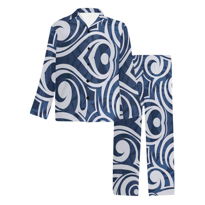 Maori Pattern Print Design 01 Men's Long Pajama Set
