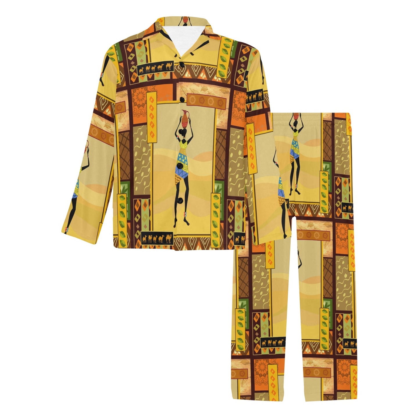 African Girl Design Men's Long Pajama Set