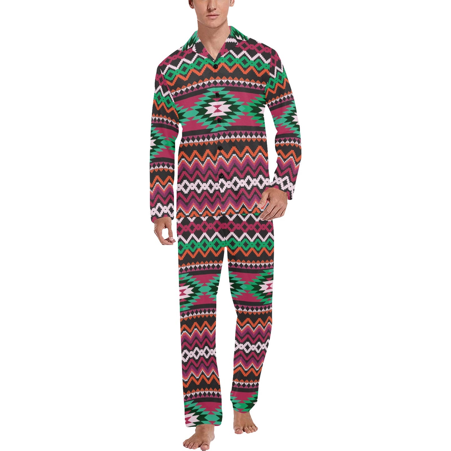 Mexican Pattern Print Design 01 Men's Long Pajama Set