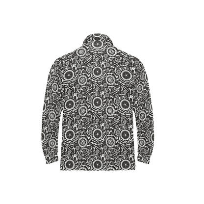 Bicycle Tools Pattern Print Design 02 Long Sleeve Polo Shirt For Men's