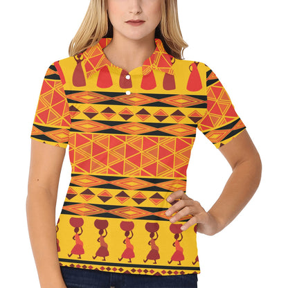 African Pattern Print Design 01 Women's Polo Shirt