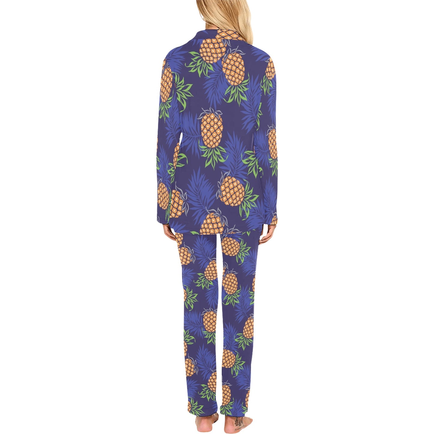 Pineapple Pattern Print Design PP02 Women's Long Pajama Set