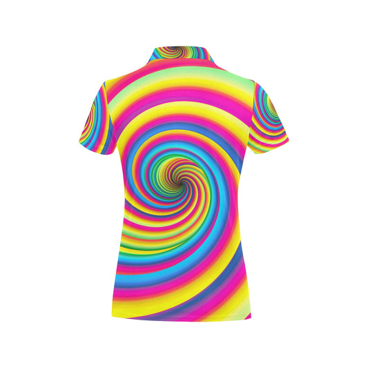 Vortex Twist Swirl Rainbow Design Women's Polo Shirt