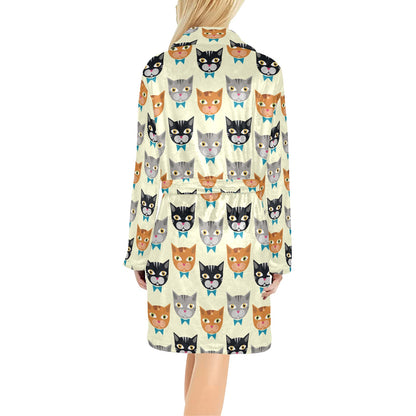 Cat Pattern Print Design 05 Women's Fleece Robe
