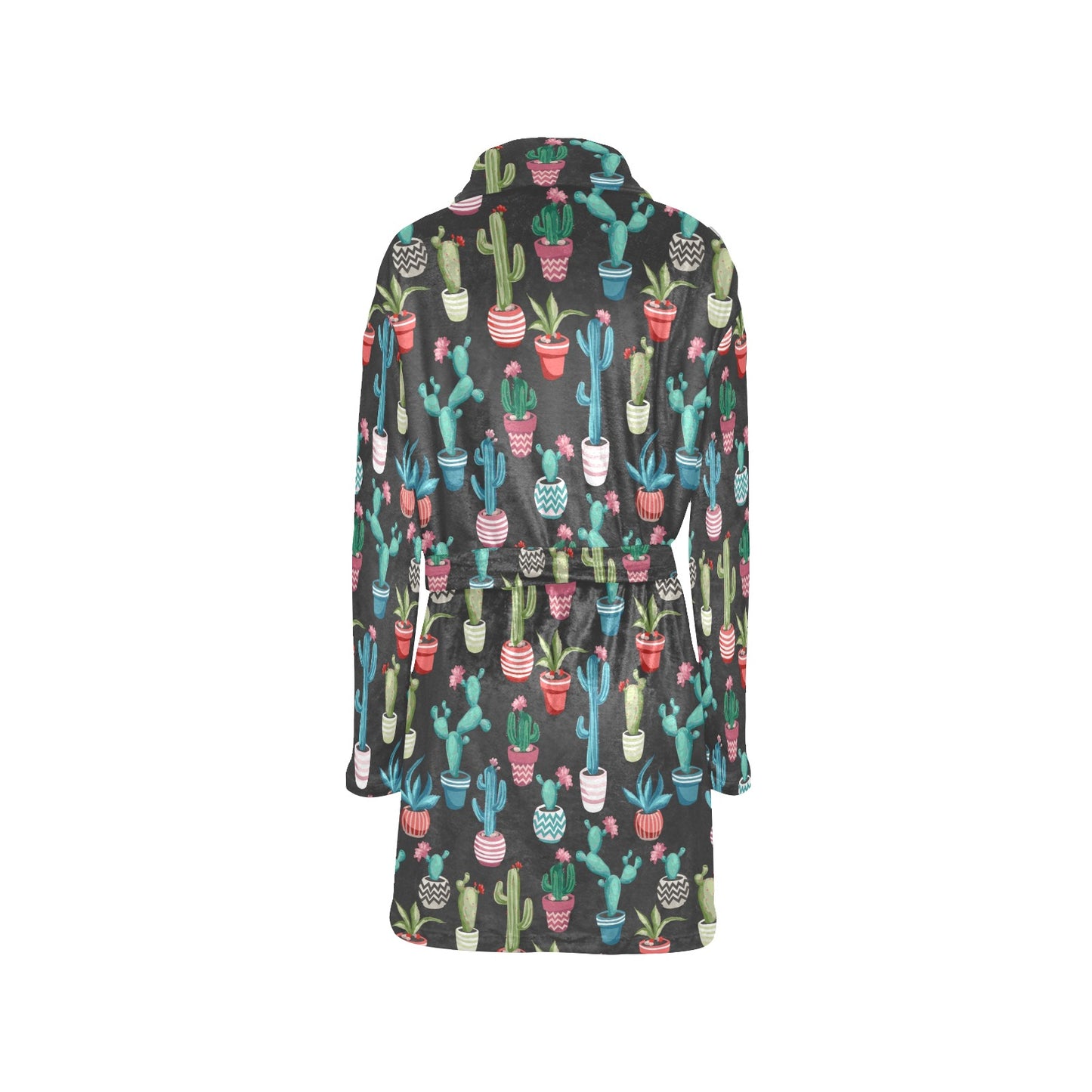 Cactus Pattern Print Design 02 Women's Fleece Robe