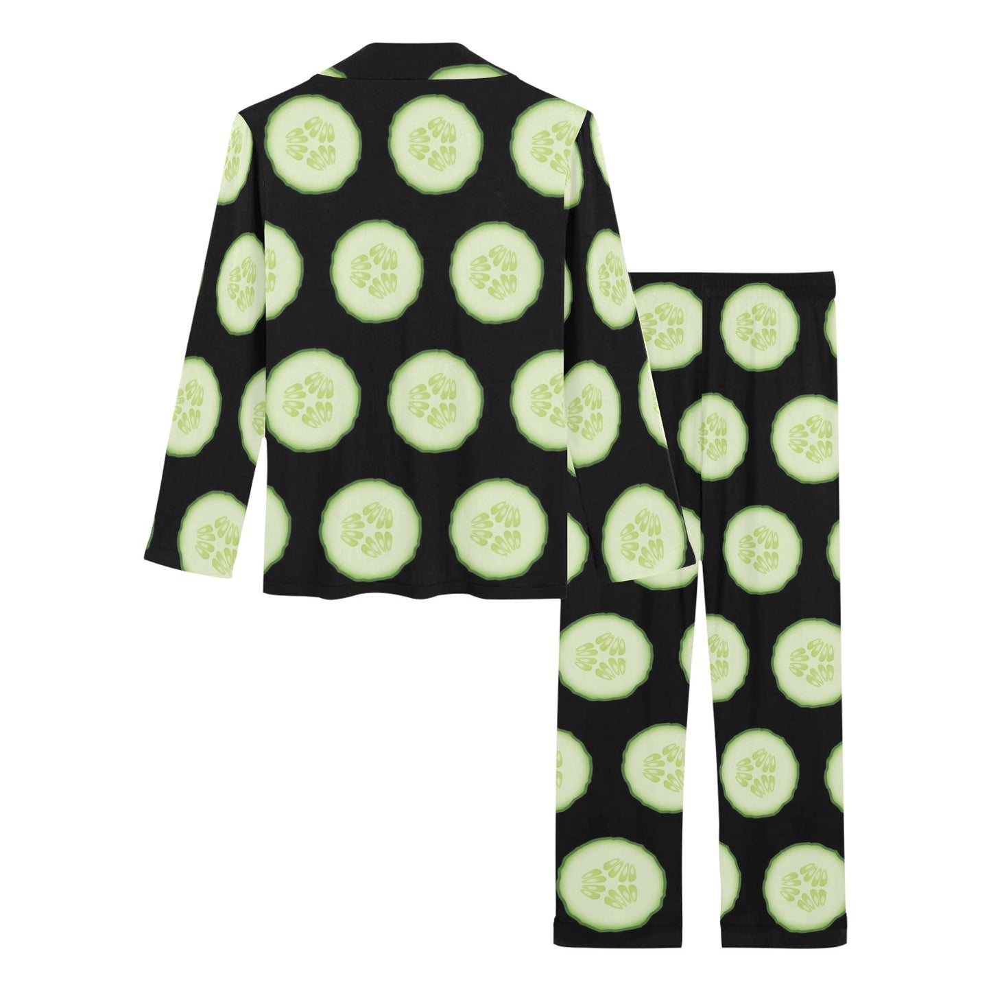 Cucumber Pattern Print Design CC02 Women's Long Pajama Set