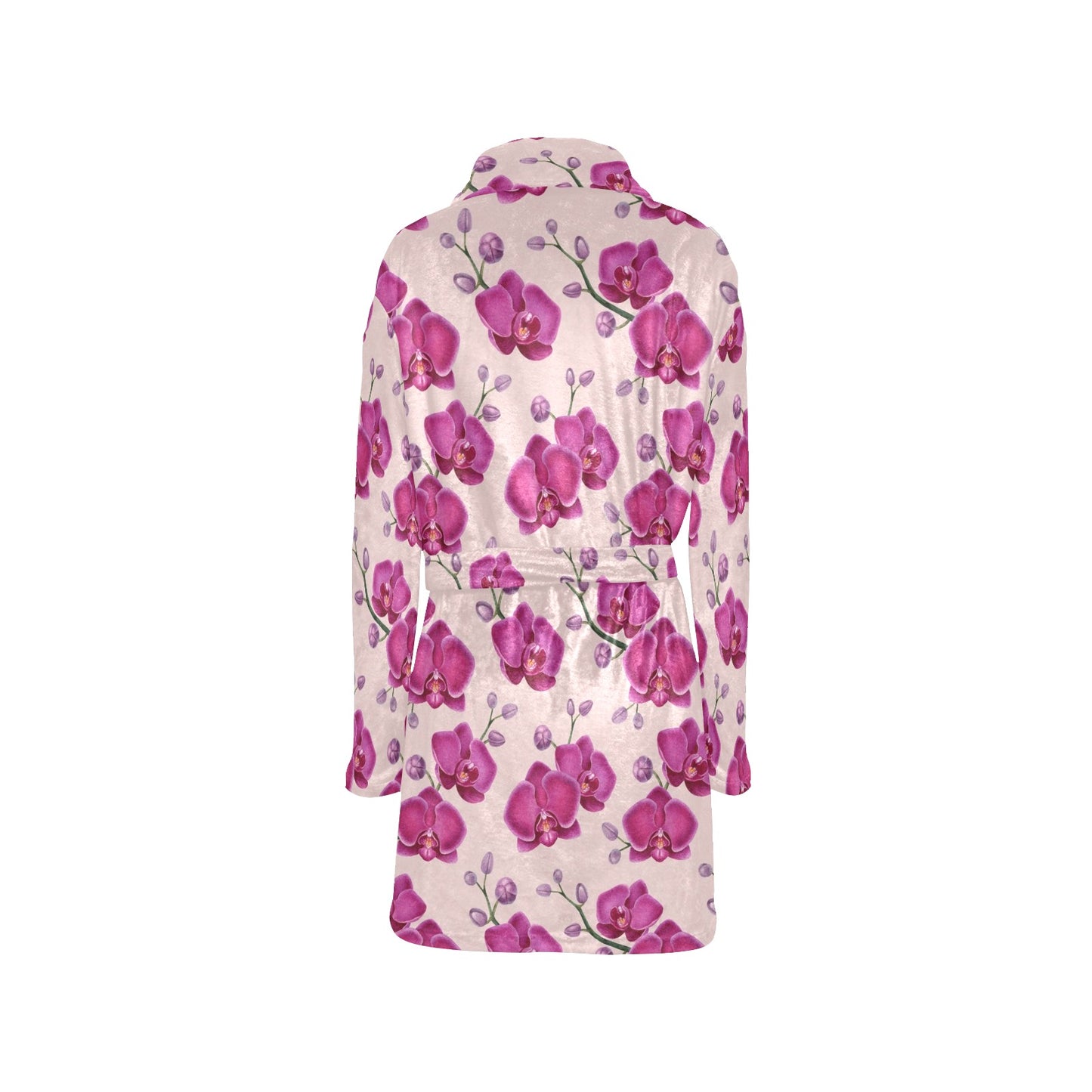 Orchid Purple Pattern Print Design OR04 Women's Fleece Robe