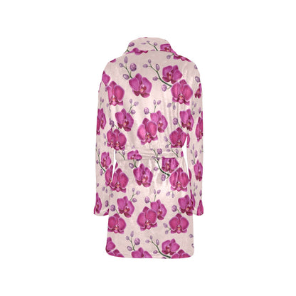 Orchid Purple Pattern Print Design OR04 Women's Fleece Robe