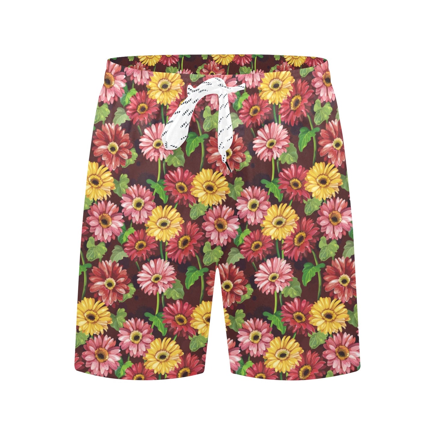 Daisy Gerbera Print Pattern Men's Swim Trunks Beach Shorts