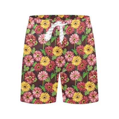 Daisy Gerbera Print Pattern Men's Swim Trunks Beach Shorts