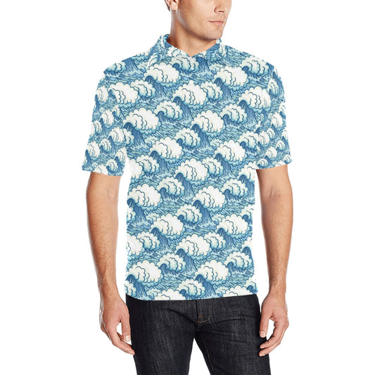 Wave Japan Style Print Design LKS304 Men Polo Shirt