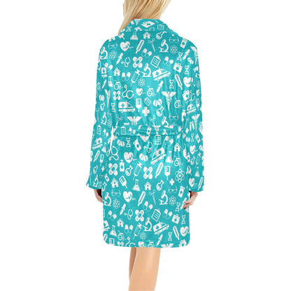 Medical Pattern Print Design 04 Women's Fleece Robe