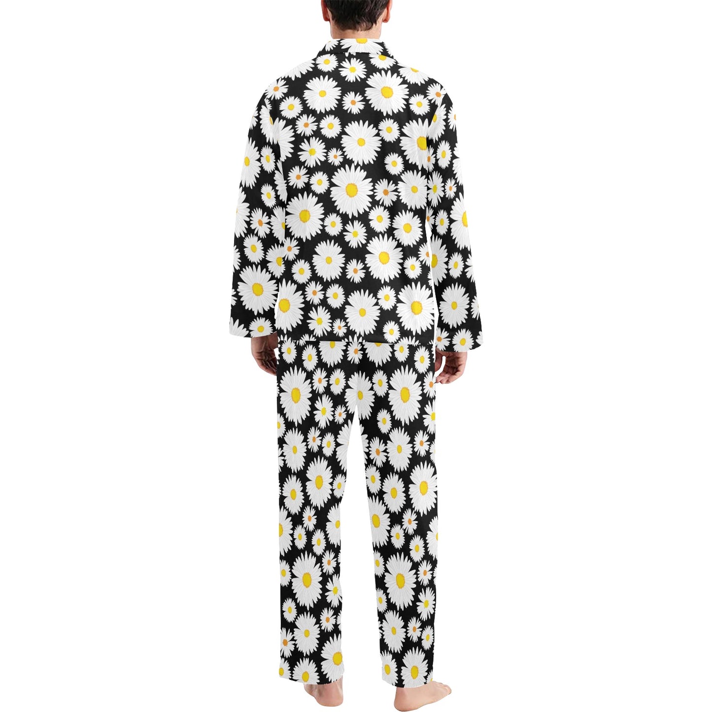 Daisy Pattern Print Design 01 Men's Long Pajama Set