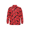 Hibiscus Red Pattern Print Design LKS306 Long Sleeve Polo Shirt For Men's