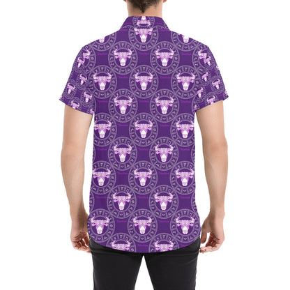Taurus Print Design LKS303 Men Short Sleeve Button Up Shirt