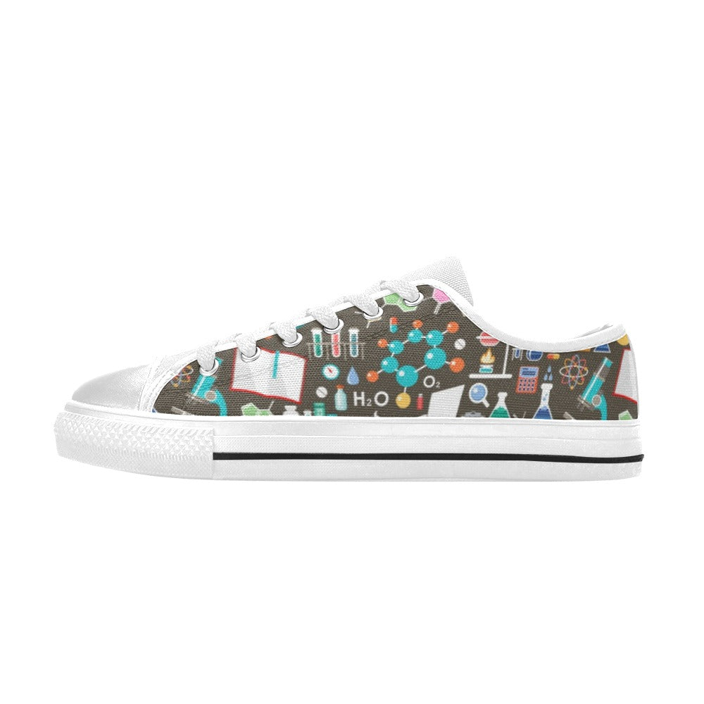 Science Print Design LKS303 Women's White Low Top Shoes