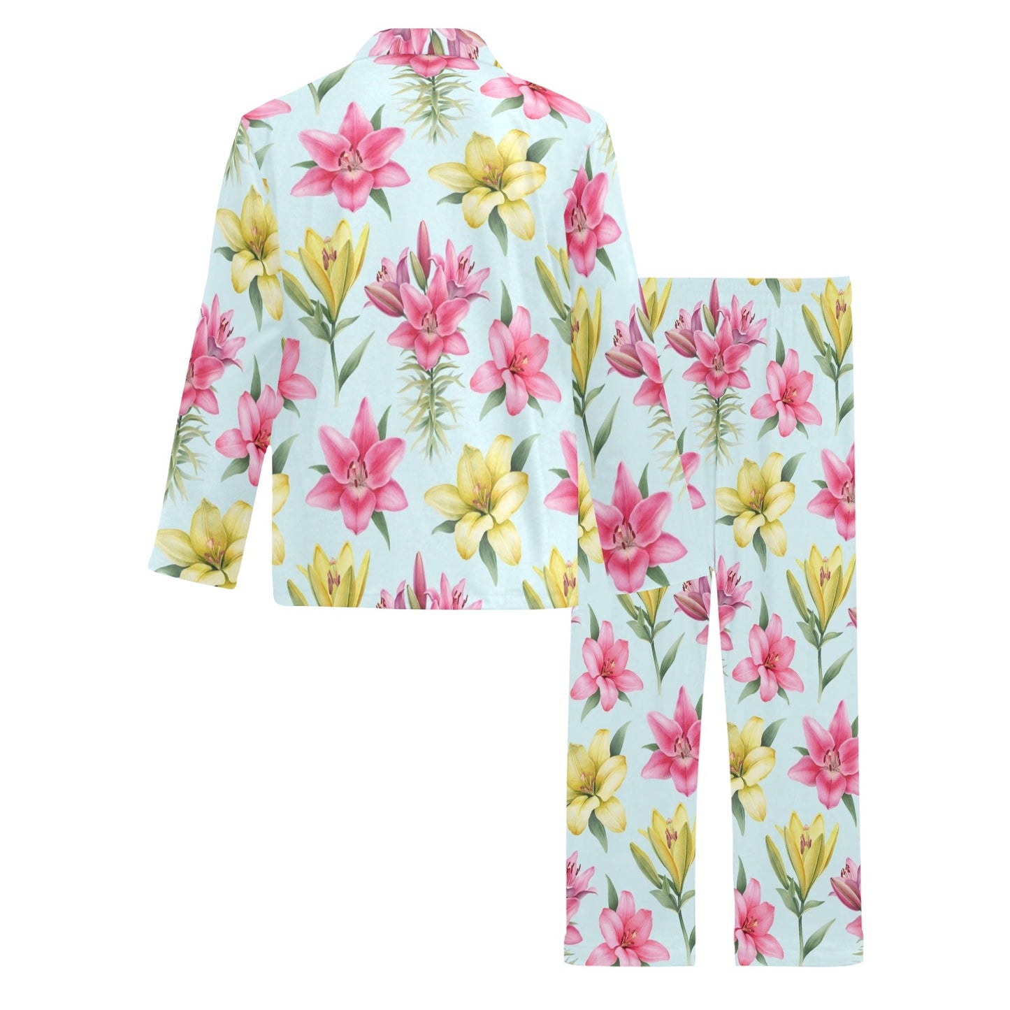 Lily Pattern Print Design LY010 Men's Long Pajama Set