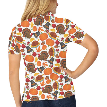 Thanksgiving Print Design LKS304 Women's Polo Shirt