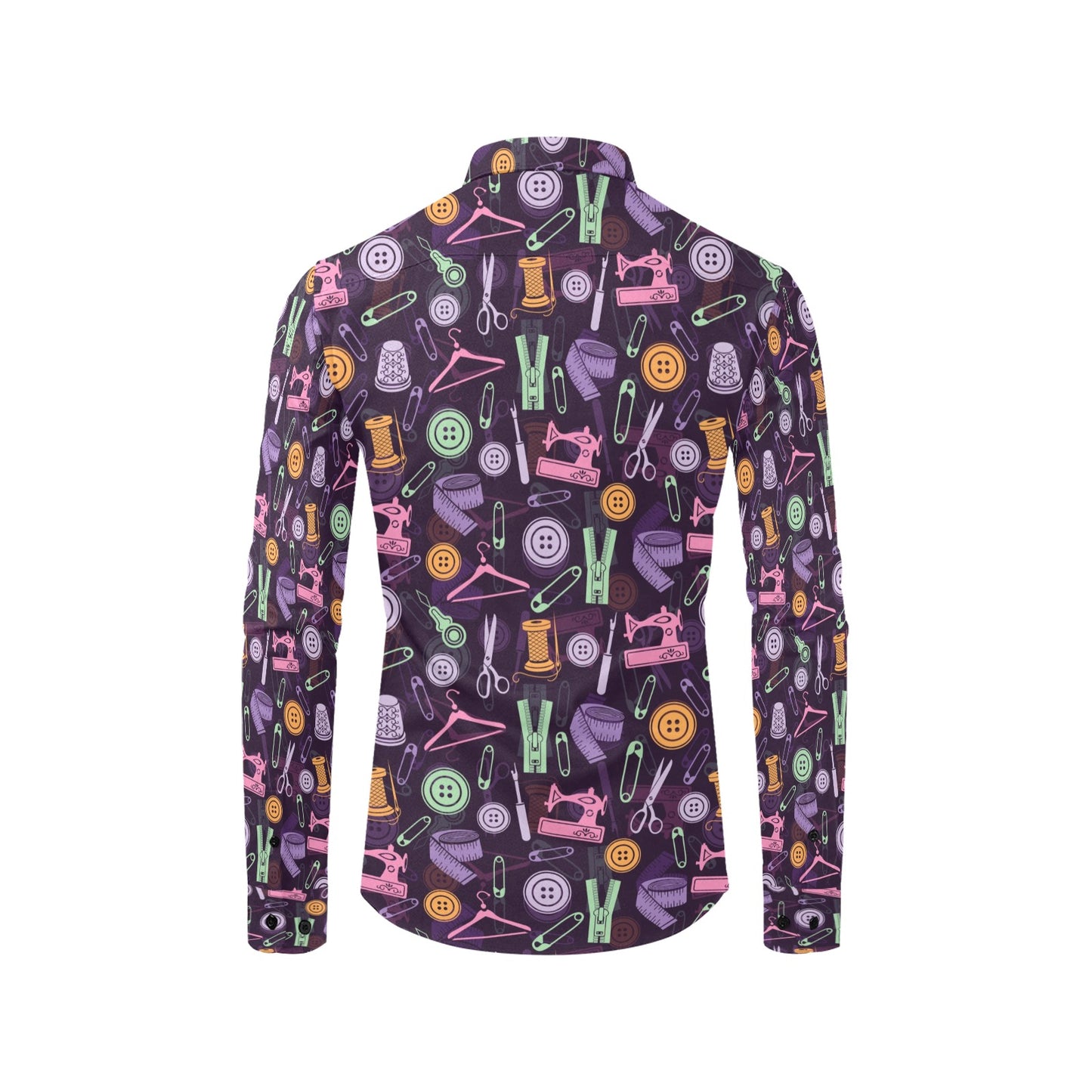 Sewing Equipment Print Design LKS306 Men's Long Sleeve Dress Shirt