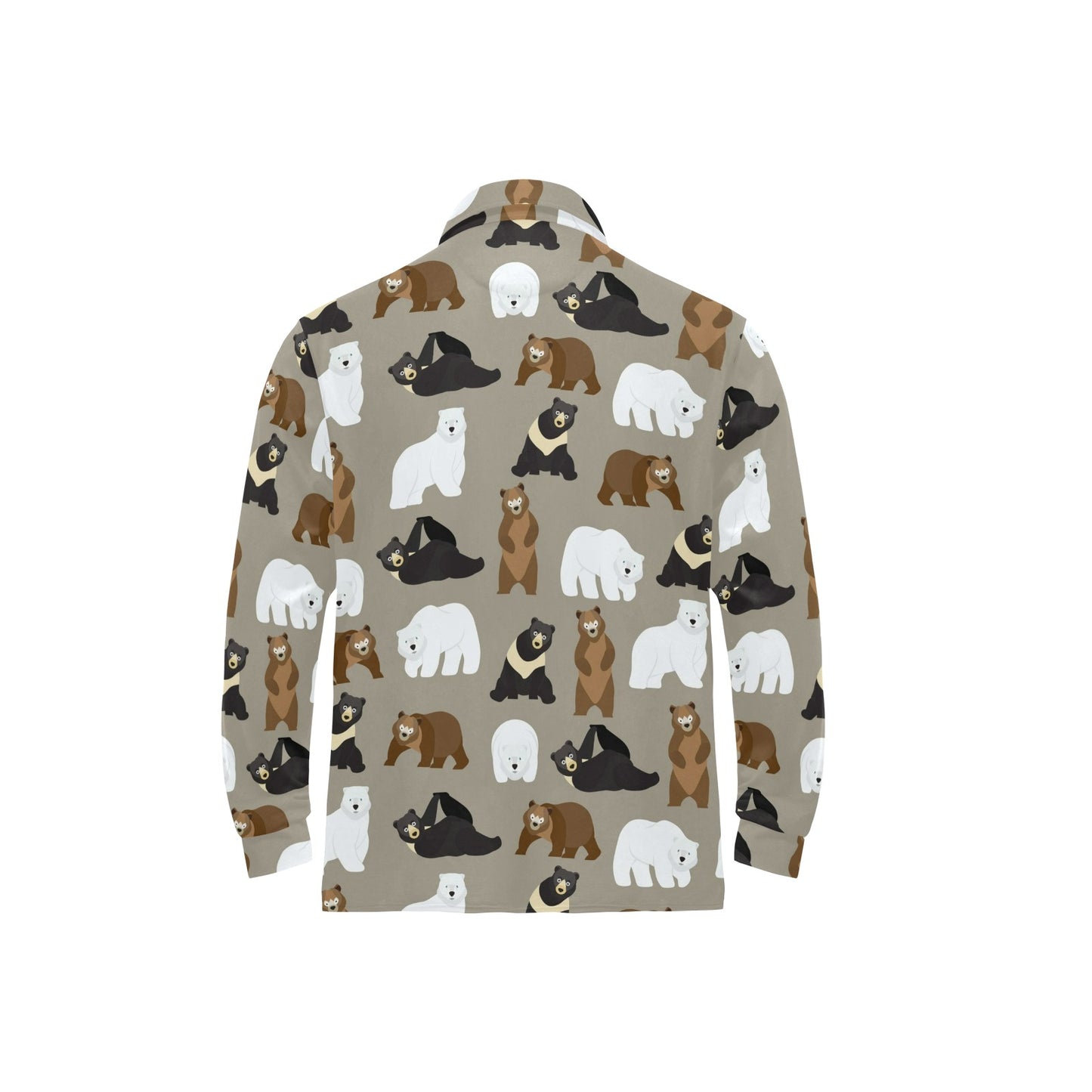 Bear Pattern Print Design BE03 Long Sleeve Polo Shirt For Men's