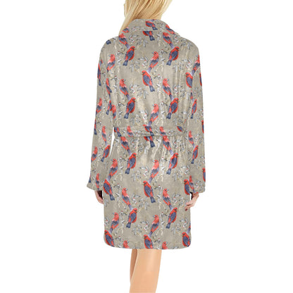 Birds Pattern Print Design 05 Women's Fleece Robe