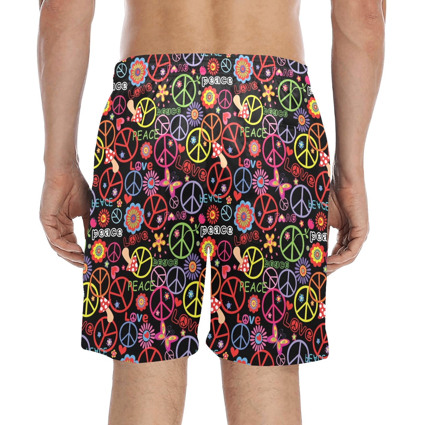 Peace Sign Colorful Design Print Men's Swim Trunks Beach Shorts