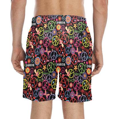 Peace Sign Colorful Design Print Men's Swim Trunks Beach Shorts