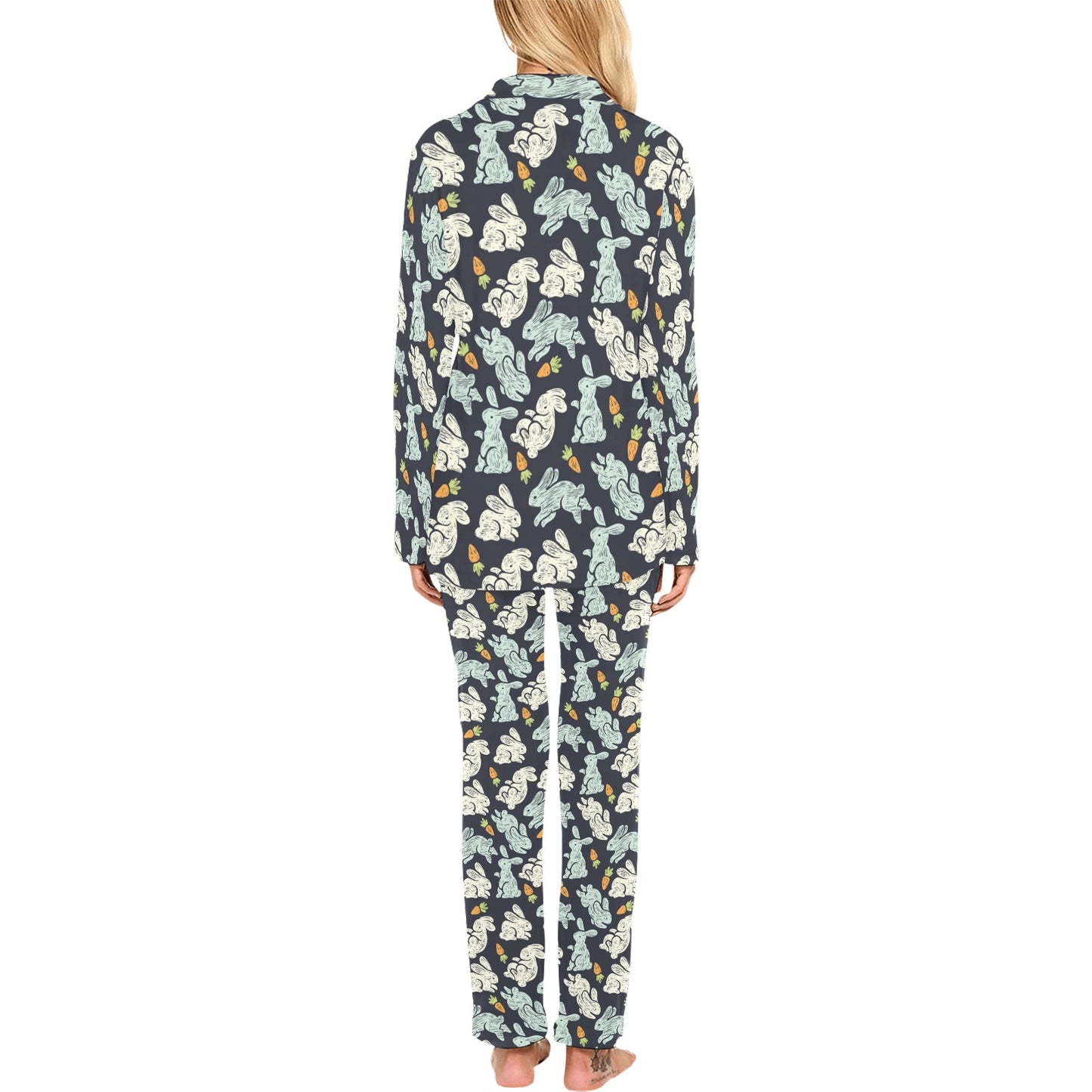 Bunny Pattern Print Design 04 Women's Long Pajama Set