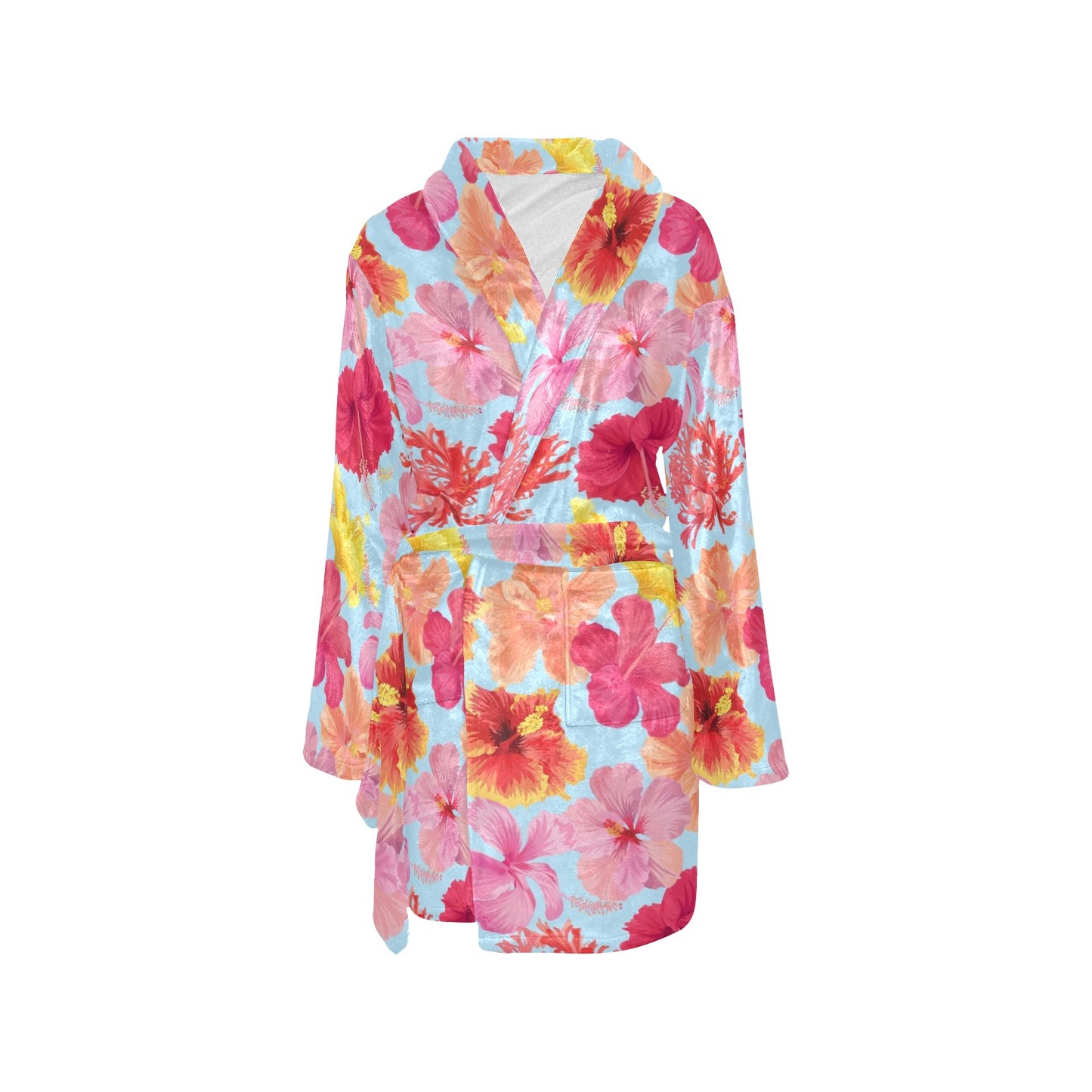 Hibiscus Pattern Print Design HB020 Women's Fleece Robe
