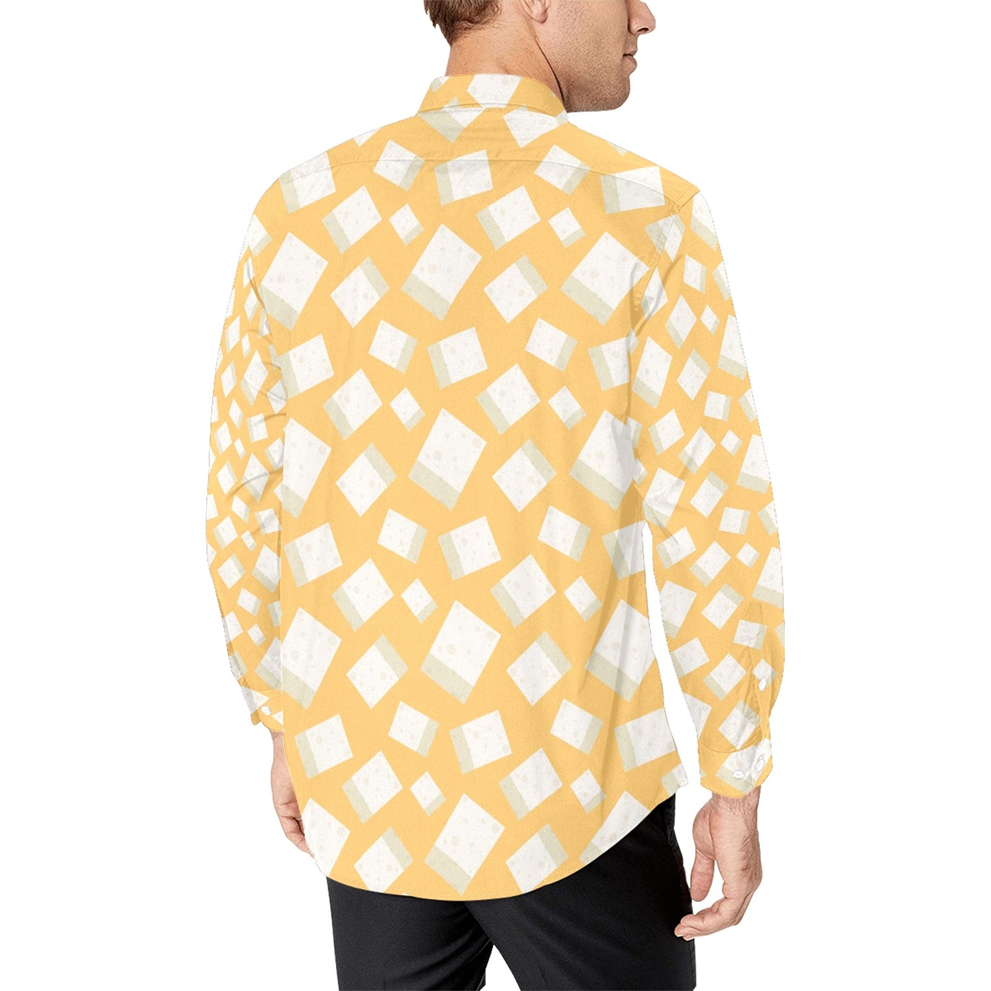Tofu Print Design LKS302 Men's Long Sleeve Dress Shirt