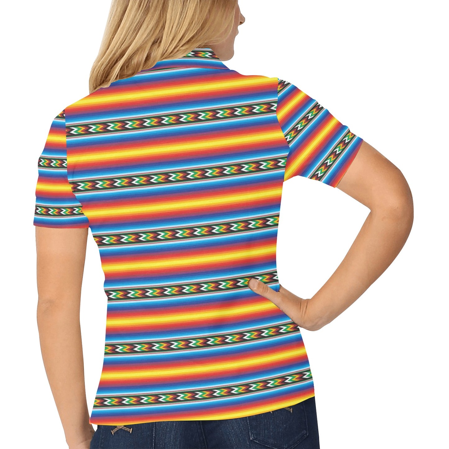 Mexican Blanket ZigZag Print Pattern Women's Polo Shirt
