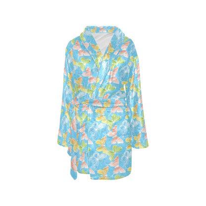 Butterfly Pattern Print Design 05 Women's Fleece Robe