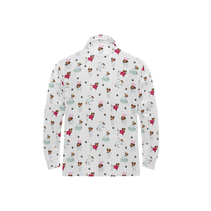 Russell Terriers Print Design LKS308 Long Sleeve Polo Shirt For Men's