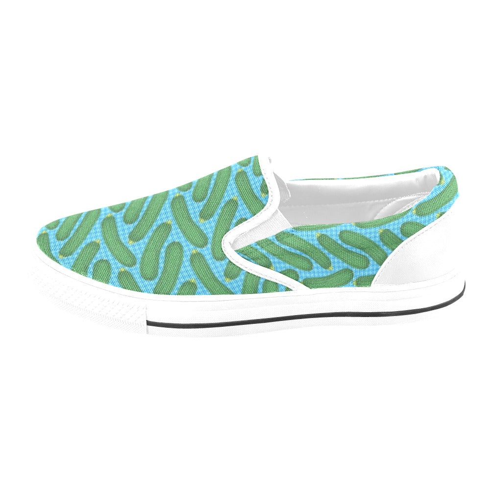 Zucchini Print Design LKS301 White Slip Ons Canvas Women's Shoes