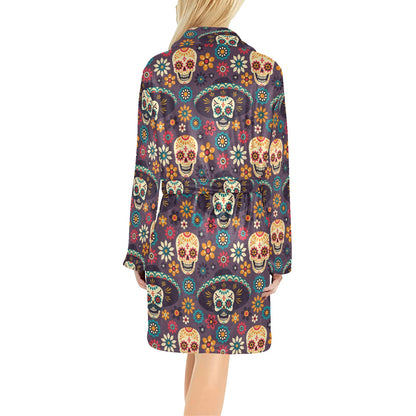 sugar skull Maxican Pattern Women's Fleece Robe