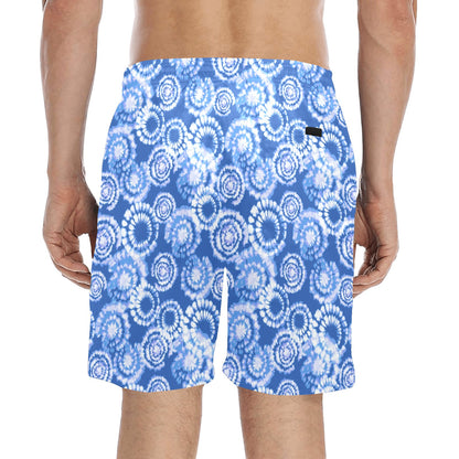Tie Dye Blue Design Print Men's Swim Trunks Beach Shorts