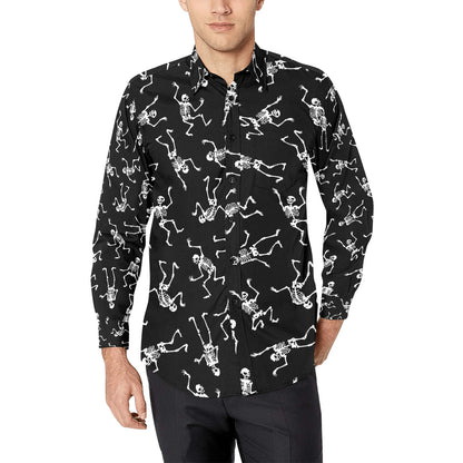 Skeleton Print Design LKS305 Men's Long Sleeve Dress Shirt