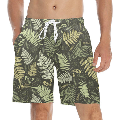 Fern Leave Green Print Pattern Men's Swim Trunks Beach Shorts