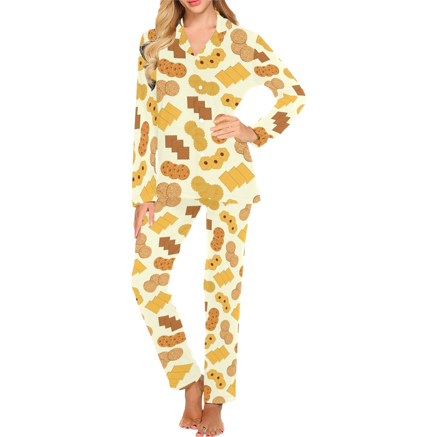 Cookie Pattern Print Design 06 Women's Long Pajama Set