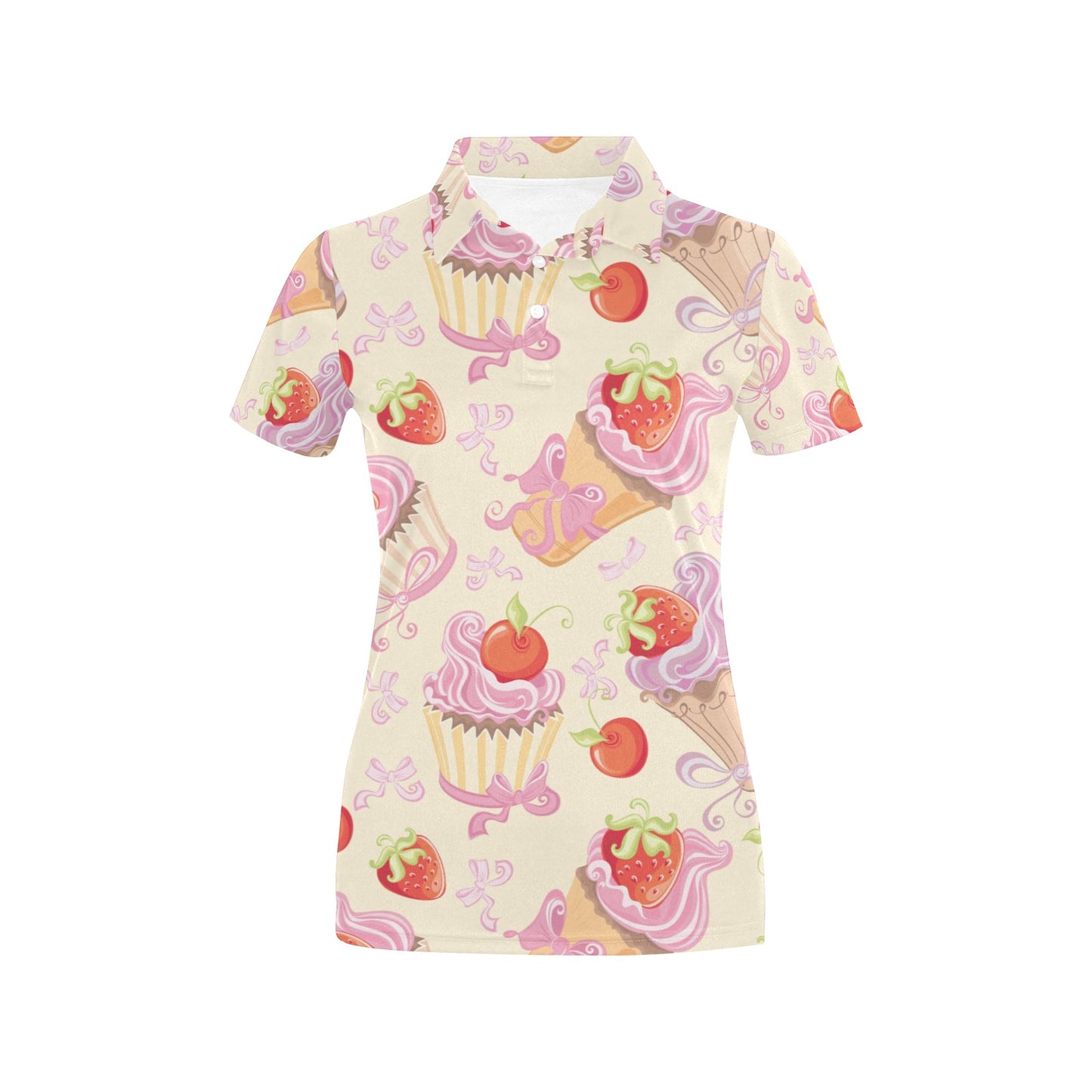 Strawberry Pink CupCake Women's Polo Shirt