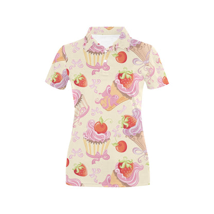 Strawberry Pink CupCake Women's Polo Shirt