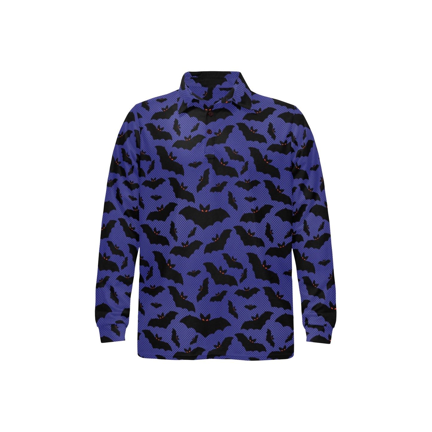 Bat Halloween Pattern Print Design 02 Long Sleeve Polo Shirt For Men's