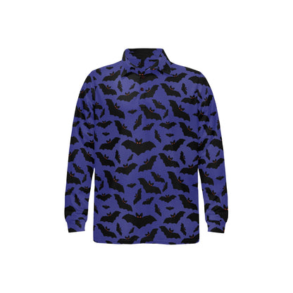 Bat Halloween Pattern Print Design 02 Long Sleeve Polo Shirt For Men's