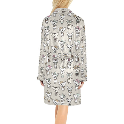 Chihuahua Pattern Print Design 02 Women's Fleece Robe