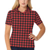 Red Black Buffalo Tartan Plaid Pattern Women's Polo Shirt