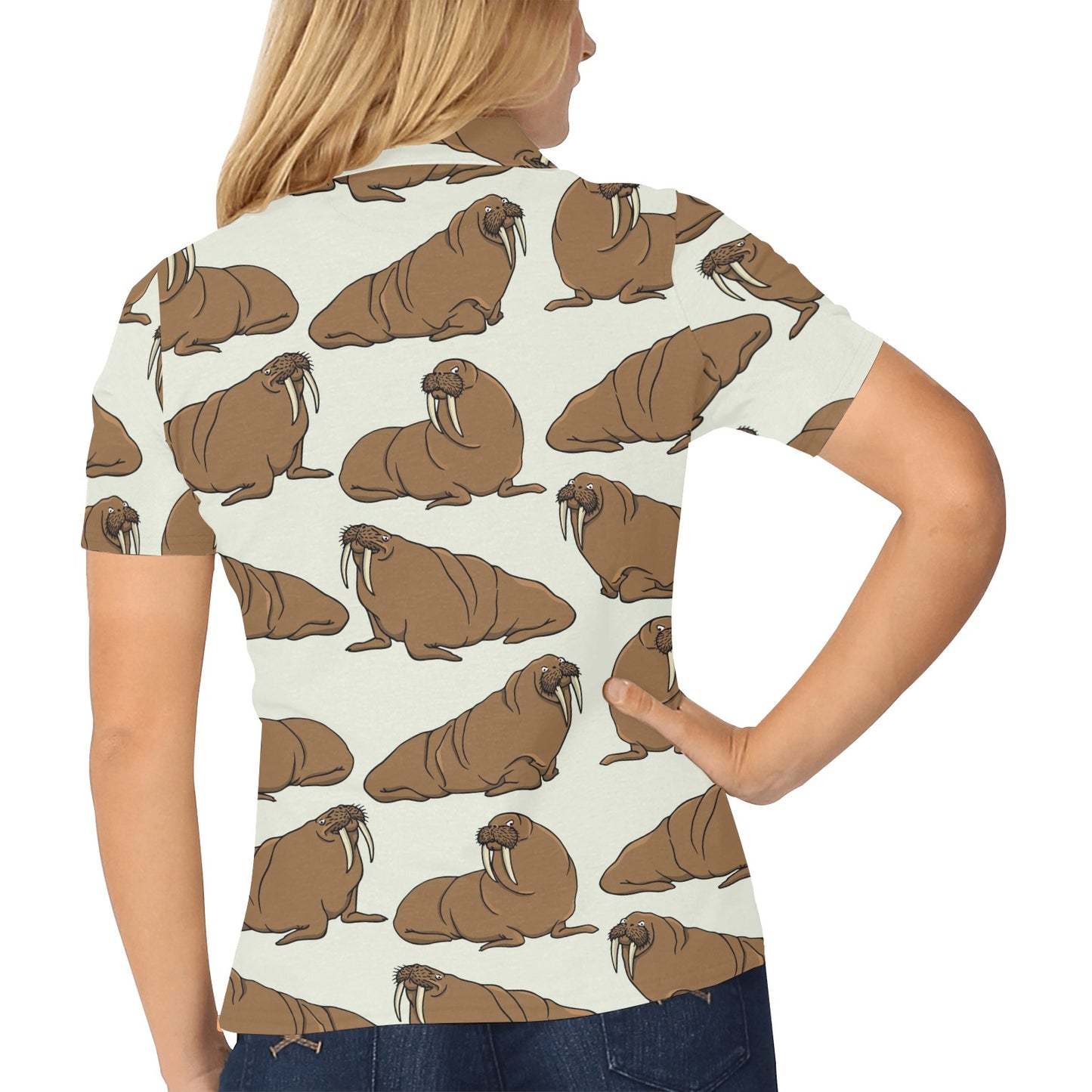 Walrus Pattern Print Design 03 Women's Polo Shirt